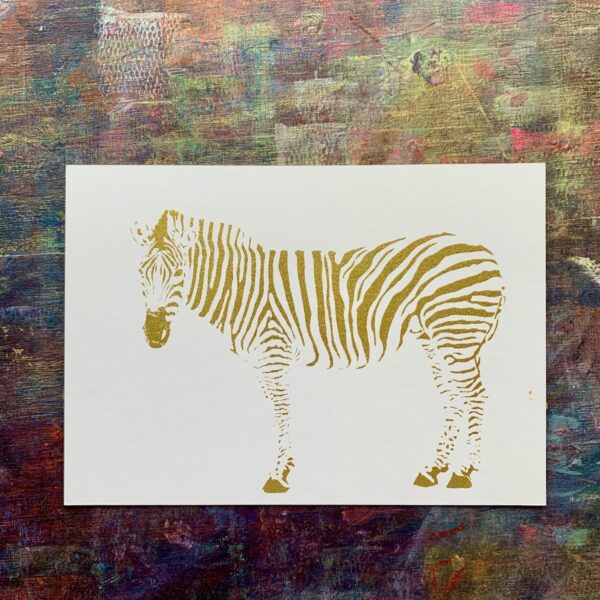 Goldige Karte mit Zebra