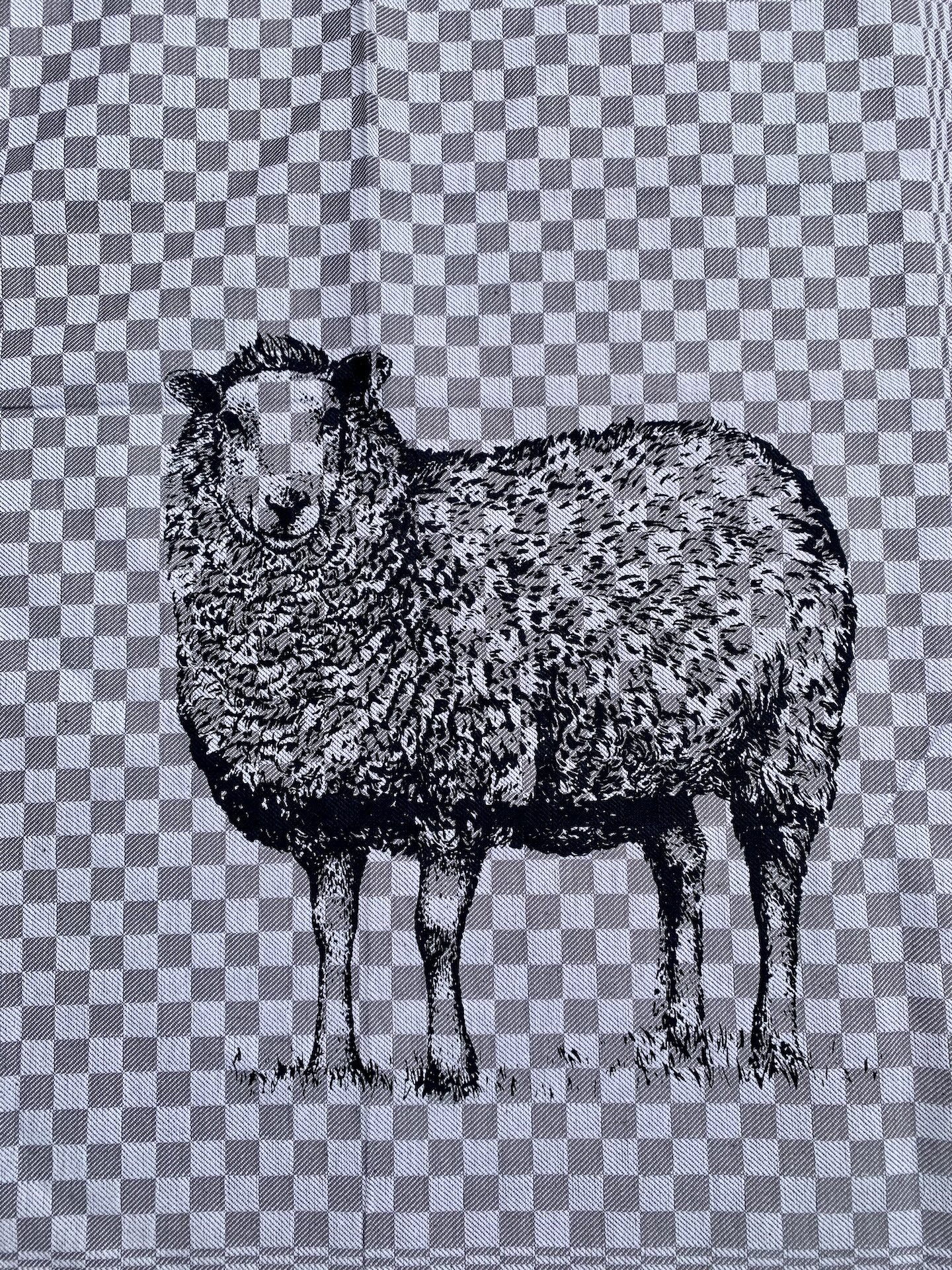 Baumwollhandtuch mit Schaf in grau Baumwollhandtuch mit Schaf in grau