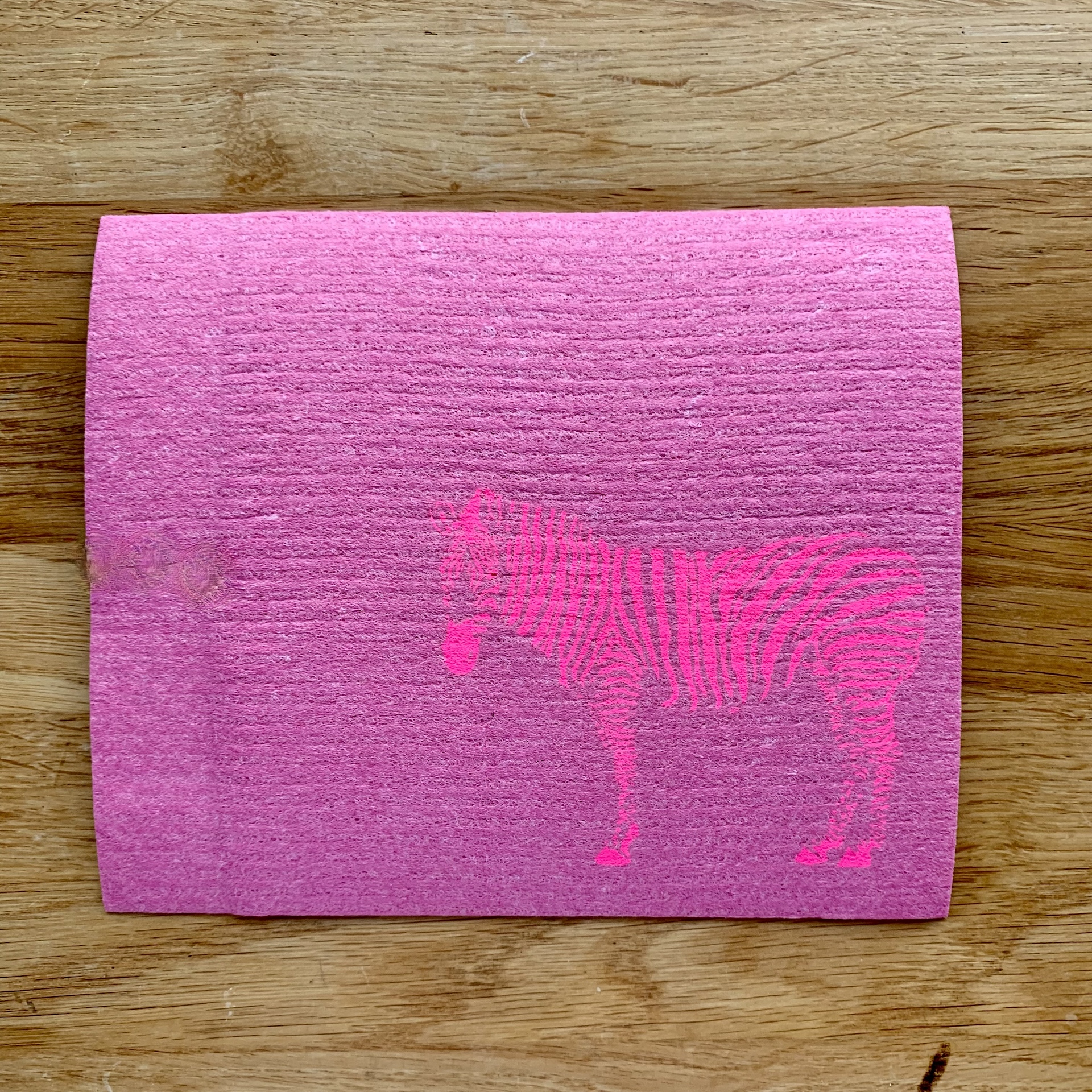 Schwammtuch mit pinkem Zebra Handbedrucktes Schwammtuch mit pinkem Zebra
