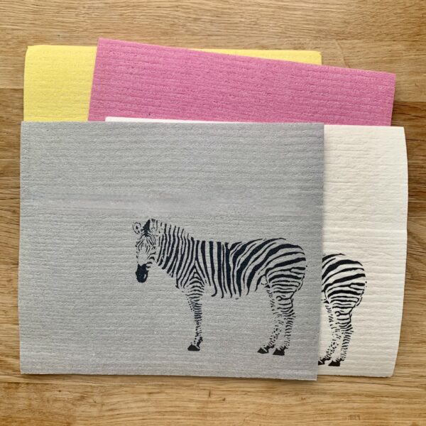 Handbedruckte Schwammtücher mit Zebra