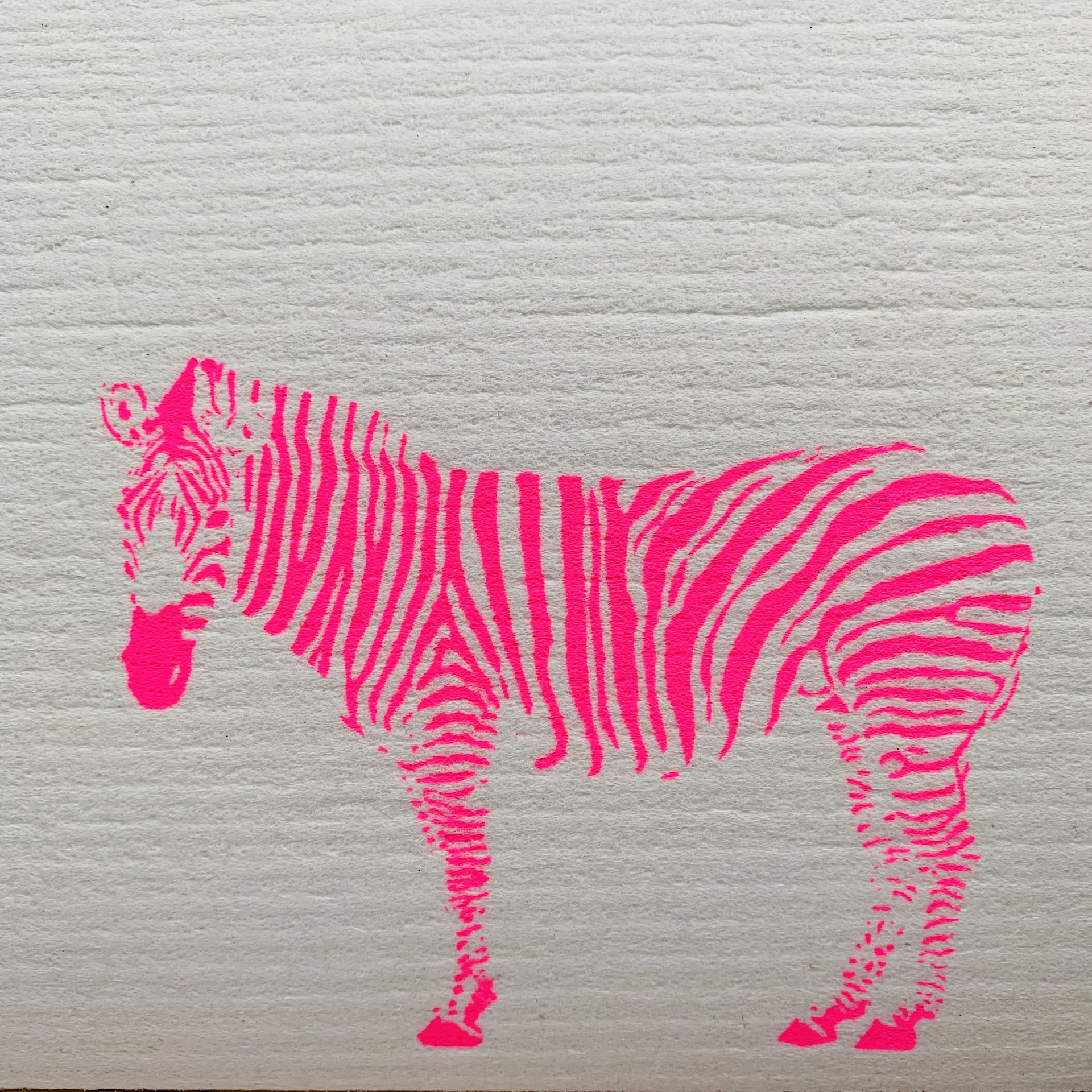 weißes schwammtuch mit pinkem zebra motiv 1 weißes schwammtuch mit pinkem zebra motiv 1